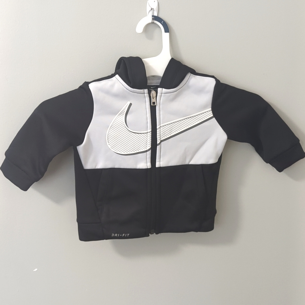 Nike Dri-Fit Black Grey White Kids Hooded Jacket